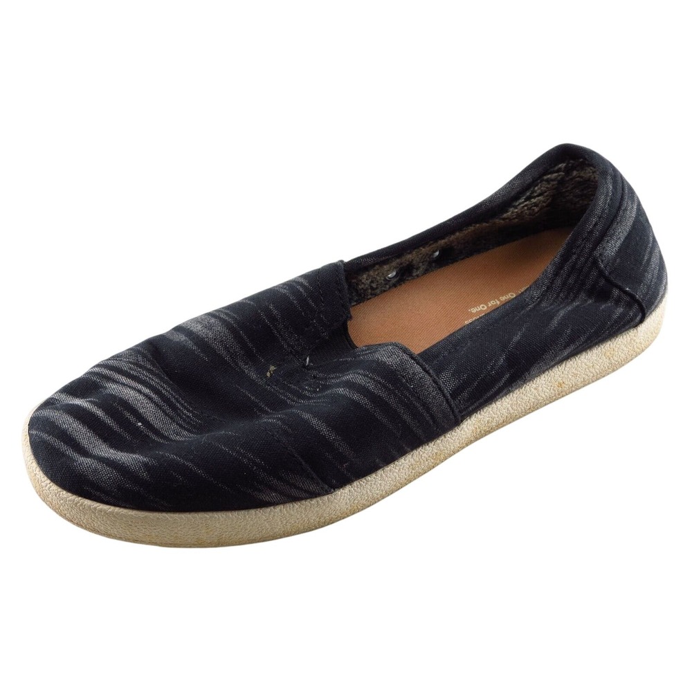 Toms Size 8.5 M Black Slip On Fashion Sneakers Fabric Women Shoe‎